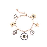 Bracelet en alliage de zinc, Plaqué de couleur d'or rose, Vintage & bijoux de mode & pour femme & avec strass, 185mm, Vendu par 7.4 pouce brin
