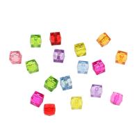 Jelly Style Akryl perler, Square, Mini & Nuttet & du kan DIY & gelé stil, blandede farver, 9.50x9x9mm, Hole:Ca. 1.5mm, Ca. 960pc'er/Bag, Solgt af Bag