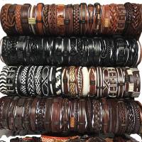 PU Leather Cord Bracelets with Zinc Alloy plated random style & for woman Length Approx 7.5 Inch Sold By Lot
