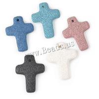 Lava Pendant, Cross, fashion jewelry & DIY, more colors for choice, 50x50x10mm, Hole:Approx 1mm, 2PCs/Lot, Sold By Lot
