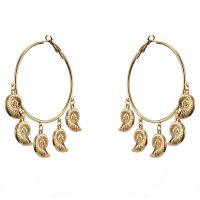 Zinc Alloy Hoop Earring with Shell plated Bohemian style & for woman nickel lead & cadmium free 55mm Sold By Lot