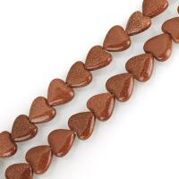 Natural Goldstone Beads, Heart, fashion jewelry & DIY, 12mm, Hole:Approx 1.5mm, Approx 33PCs/Strand, Sold Per Approx 14 Inch Strand