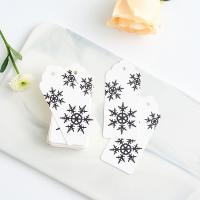 Paper Label Tag Snowflake printing vintage & Christmas Design & detachable & DIY 90*40mm  Sold By Bag