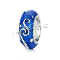 925 Sterling Silver European Beads platinum plated fashion jewelry & enamel blue Sold By PC
