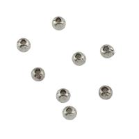 Tibetan Style Jewelry Beads, Round, platinum color plated, DIY, 2.5x2.9mm, Hole:Approx 1mm, Approx 1250PCs/Bag, Sold By Bag