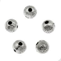 Tibetan Style Jewelry Beads, Round, antique silver color plated, DIY, 7.5mm, Hole:Approx 1.5mm, Approx 76PCs/Bag, Sold By Bag