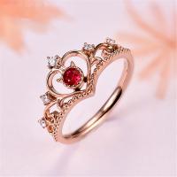 Brass Finger Ring Crown plated for woman & with rhinestone 20*18mm Sold By Bag