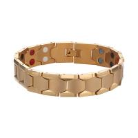 acier inoxydable bracelet, avec Aimant, Placage, bijoux de mode & pour homme, doré, 220x15mm, Vendu par brin