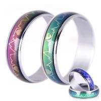 Mosaz Prst prsten, barva stříbrná á, Mood smalt & unisex & různé velikosti pro výběr & nálada smalt, 6mm, Velikost:5.5-12, 5PC/Bag, Prodáno By Bag