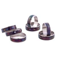 liga de zinco anel, cromado de cor prateada, Mood esmalte & unissex & esmalte sensor, 21*6mm, tamanho:12, 100PCs/box, vendido por box
