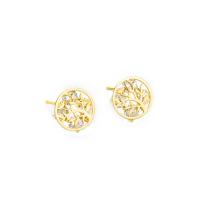 Zinc Alloy Stud Earring zinc alloy post pin Tree gold color plated Mini & fashion jewelry & micro pave cubic zirconia & for woman golden Sold By Lot
