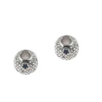 Edelstahl European Perlen, 316 L Edelstahl, rund, Emaille & mit Strass, keine, 10x9mm, Bohrung:ca. 4mm, 5PCs/Tasche, verkauft von Tasche