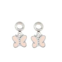 Stainless Steel European Pendants, 316L Stainless Steel, Butterfly, enamel, pink, 20x11x2mm, Hole:Approx 4mm, 5PCs/Bag, Sold By Bag