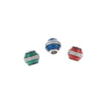 Stainless Steel European Beads, 316L Stainless Steel, enamel & with rhinestone, more colors for choice, 11x10mm, Hole:Approx 4mm, 5PCs/Bag, Sold By Bag