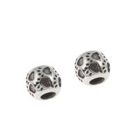 Stainless Steel European Beads, 316L Stainless Steel, Round, blacken, original color, 10x8mm, Hole:Approx 4mm, 5PCs/Bag, Sold By Bag