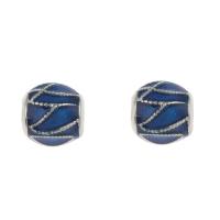 Stainless Steel European Beads 316L Stainless Steel Round enamel blue 10mm Approx 4mm Sold By Bag