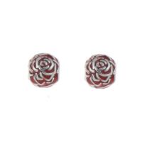 Stainless Steel European Beads, 316L Stainless Steel, Round, enamel, red, 9x10mm, Hole:Approx 4mm, 5PCs/Bag, Sold By Bag