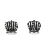 Stainless Steel European Beads, 316L Stainless Steel, Crown, blacken, original color, 11x10.50x9mm, Hole:Approx 4mm, 5PCs/Bag, Sold By Bag