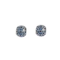 316L Stainless Steel European Bead Round Mini & DIY & enamel & with rhinestone blue Approx 4mm Sold By Bag