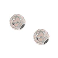 Stainless Steel European Beads, 316L Stainless Steel, Round, enamel, pink, 10x9mm, Hole:Approx 4mm, 5PCs/Bag, Sold By Bag
