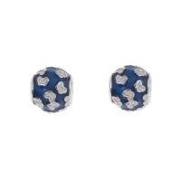 Stainless Steel European Beads, 316L Stainless Steel, Round, enamel, blue, 10x9mm, Hole:Approx 4mm, 5PCs/Bag, Sold By Bag