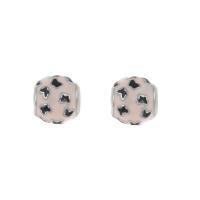 Stainless Steel European Beads, 316L Stainless Steel, Round, enamel, pink, 10x9mm, Hole:Approx 4mm, 5PCs/Bag, Sold By Bag