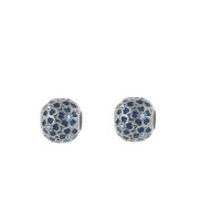 Stainless Steel European Beads 316L Stainless Steel Round enamel & with rhinestone blue Approx 4mm Sold By Bag