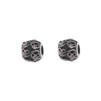 Stainless Steel European Beads, 316L Stainless Steel, with rhinestone & blacken, pink, 10x9mm, Hole:Approx 4mm, 5PCs/Bag, Sold By Bag