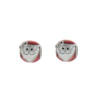 Stainless Steel European Beads, 316L Stainless Steel, Santa Claus, enamel, 10x9mm, Hole:Approx 4mm, 5PCs/Bag, Sold By Bag