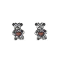 Stainless Steel European Beads, 316L Stainless Steel, Bear, enamel & blacken, red, 9x12x7mm, Hole:Approx 4.5mm, 5PCs/Bag, Sold By Bag