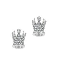 Stainless Steel European Beads 316L Stainless Steel Crown with rhinestone original color 10mm Approx 5mm Sold By Bag