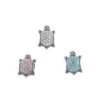 Stainless Steel European Beads, 316L Stainless Steel, Turtle, with rhinestone & blacken, more colors for choice, 9x13x8mm, Hole:Approx 4mm, 5PCs/Bag, Sold By Bag