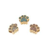 316L Stainless Steel European Bead, Claw, gold color plated, Mini & cute & fashion jewelry & DIY & with rhinestone, more colors for choice, 9x10x7mm, Hole:Approx 4mm, 5PCs/Bag, Sold By Bag