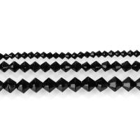 Natürliche schwarze Achat Perlen, Schwarzer Achat, DIY & verschiedene Größen vorhanden, schwarz, Bohrung:ca. 1,1.5mm, verkauft per ca. 15.5 ZollInch Strang