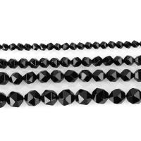 Natürliche schwarze Achat Perlen, Schwarzer Achat, DIY & verschiedene Größen vorhanden, schwarz, Bohrung:ca. 1.5mm, verkauft per ca. 15 ZollInch Strang