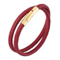 Stainless Steel Jewelry Bracelet with Microfiber PU fashion jewelry & Unisex red Sold By PC