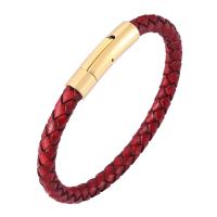 Stainless Steel Jewelry Bracelet, with Microfiber PU, fashion jewelry & Unisex & different size for choice, red, Sold By PC