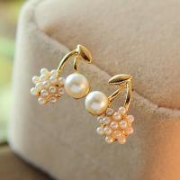 Zinc Alloy Stud Earring with Plastic Pearl fashion jewelry & for woman nickel lead & cadmium free 1.5cmx1.2cm Sold By Pair