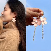 Tibetan Style Drop Earrings, with Plastic Pearl, Flower, fashion jewelry & for woman, nickel, lead & cadmium free, 4cmx10.7cm, Sold By Pair