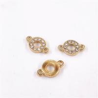 Zinc Alloy Connector gold color plated with rhinestone & 1/1 loop nickel lead & cadmium free 9*14mm Sold By Bag
