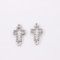 Cross Zinc Alloy Connector plated with rhinestone & 1/1 loop nickel lead & cadmium free 22*10*1.8mm Sold By Bag
