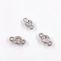 Zinc Alloy Connector silver color plated with rhinestone & 1/1 loop nickel lead & cadmium free 7*13mm Sold By Bag