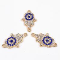 Zinc Alloy Hamsa gold color plated with rhinestone & 1/1 loop nickel lead & cadmium free 29*18mm Sold By Bag