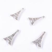 Tibetan Style, Eiffel Tower, plated, with rhinestone, more colors for choice, nickel, lead & cadmium free, 25*15*3mm, 200PCs/Bag, Sold By Bag