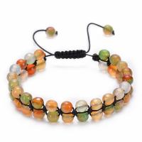 Mixed Agate Woven Ball Bracelets with Nylon Cord Round & Unisex & adjustable 6mm Sold Per Approx 6.7-11 Inch Strand