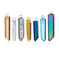 Clear Quartz Pendant, with Brass, plated, DIY, more colors for choice, 30*6mm-40*6mm, Hole:Approx 2mm, 3PCs/Lot, Sold By Lot