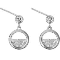 925 Sterling Silver Drop &  Dangle Earrings, plated, for woman & with rhinestone, 10mm, 18mm, 3Pairs/Lot, Sold By Lot