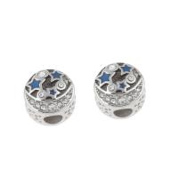 Stainless Steel European Beads, 316L Stainless Steel, enamel & with rhinestone, 11x8mm, 5PCs/Bag, Sold By Bag