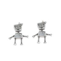 Stainless Steel European Beads, 316L Stainless Steel, Robot, enamel, original color, 18x17x48mm, 5PCs/Bag, Sold By Bag