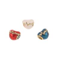 Stainless Steel European Beads 316L Stainless Steel Heart gold color plated DIY & enamel Sold By Bag